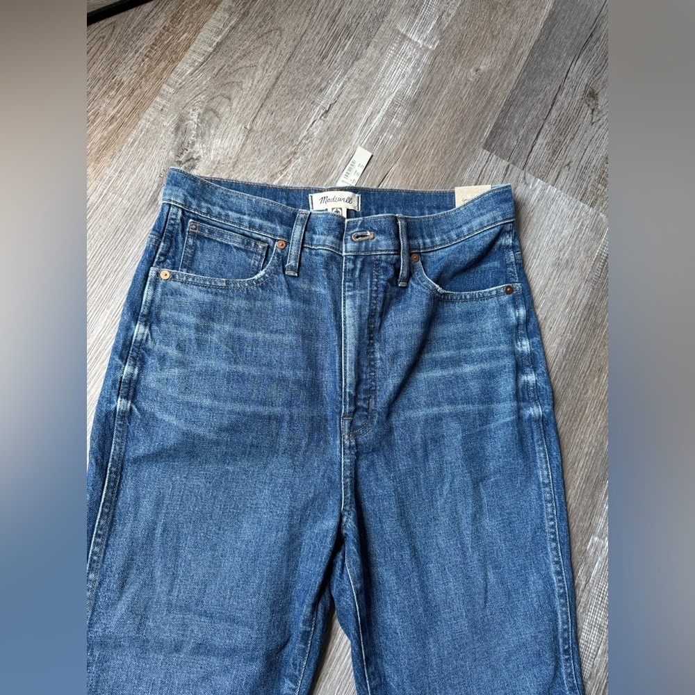 NWT Madewell High Rise Stove Pipe Denim Jeans Relaxed Fit Straight Blue Size 30 - Picture 2 of 6